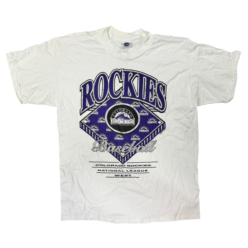 Vintage Colorado Rockies T Shirt Mens XL White Single Stitch MLB 90s Tee